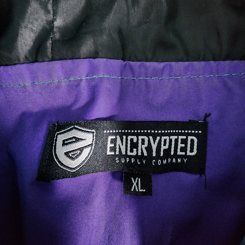 VTG Encrypted Supply Company Loyalty Windbreaker 1/4 Zip Jacket Mens XL Hooded - Picture 5 of 8